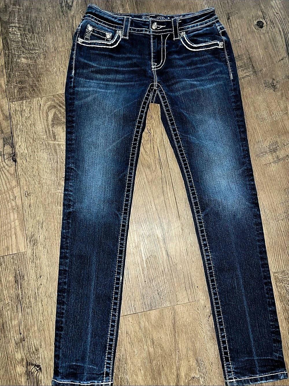 Miss Me Signature Skinny Jeans Embellished Blue Waist 28